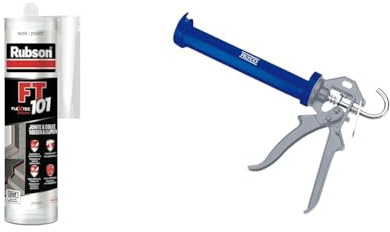Rubson FT 101 Noir, Mastic polymère de haute qualité pour joints, fissures, collages, Mastic étanche & Alyco 198805 Pistolet renforcé de 225 mm pour tubes de silicone et mastic