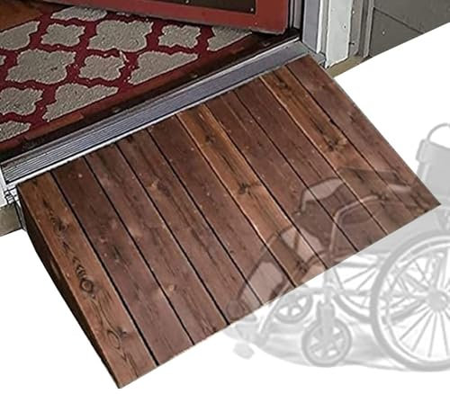 IMUNKT Holz Schwellenrampe, Tragbare Auffahrkeil Für Rollstuhl Kehrroboter Fahrrad, Türschwellenrampe 10/20/25cm Hoch, Solide Rollstuhlrampe, rutschfeste(60x70x20cm)