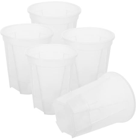 POPETPOP 5pcs Self Watering Planters Plastic Flower Pots for Indoor Plants Green Basin 18cm Diameter Automatic Watering Plant Containers for Home Gardening