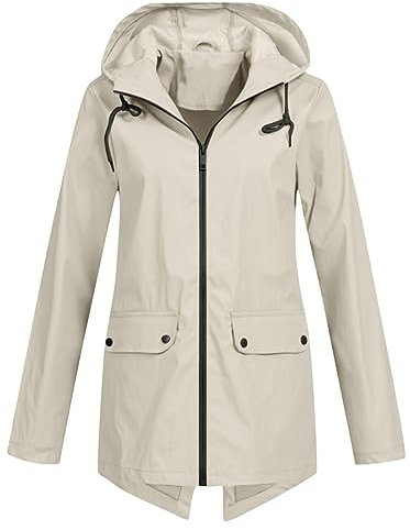 Regenjacke Damen Wasserdicht Outdoorjacke Atmungsaktiv Übergangsjacke Leichte Jacke mit Kapuze Windbreaker zum Wandern Reisen Treking Fahrrad