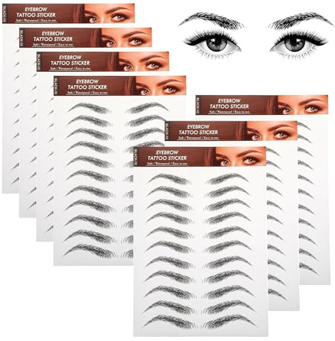 Molain4D Haarähnliche Augenbrauen Tattoo Aufkleber 7 Bögenwasserfest Lang Anhaltendes Augenbrauen Tattoo Augenbrauen Farben Transfers Bogenstilaufkleber Abziehbar Für Augenbrauen Pflege (Schwarz)