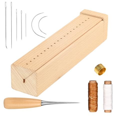 Beech Wood Book Binding Cradle with an Awl,Book Binding Kits Used for Bookbinding Hole Punching,Sturdy and Durable, Easy to Store, Bookbinding Supplies Punch Tools