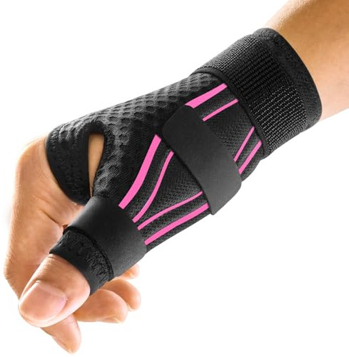 FREETOO Ergonomical Thumb Support for Arthritis, Breathable and Soft Thumb Splint, Right Hand or Left Hand Thumb Brace for Trigger Thumb,Tendonitis,Sprain.Fit both Women and Men(S/M Pink/Black)