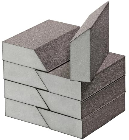Jamiikury Schleifblöcke, 220er Körnung, abgewinkelt, feiner Schwamm, Sandblock, waschbar und wiederverwendbar, Nass- und Trockenschleifpapierblock für Holz, Metall, Trockenbau und Möbelfarbe, 8 Stück