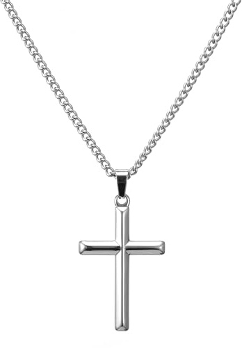 HSWYFCJY kreuz kette herren damen kreuzkette Silber/Schwarz/Gold Halskette mit Kreuz Anhänger Edelstahl Länge 45/50/55 cm Taufkette Christliche Weihnachten schmuck Geschenke für männer
