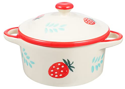 WATIIFUFU 1 Pc bol d'oeufs cuits à la vapeur en céramique plat allant au four avec couvercle plats ramequins pot de crème articles en céramique bol à dessert en bol de cuisine