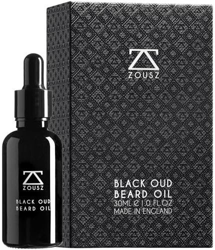 ZOUSZ Black Oud Beard Oil for Men – Natural Beard Growth Oil with Argan & Avocado Oils – Sandalwood Scent – Softens, Strengthens & Conditions Facial Hair Men's Gift For Him – 30ml Bottle