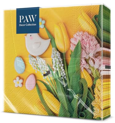 PAW Servietten 33 x 33 cm, 20 Stück - Süßer Frühling | Dreilagig, saugstark und reißfest, österliche Tischdeko für Ostern und Frühlingsbrunch, bringt Osterstimmung an den Tisch