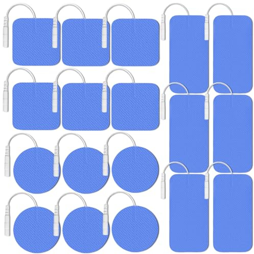 30 Stücke Elektroden Pads, Selbstklebende Elektroden-Nachkaufset, Wiederverwendbar Pigtail Klebe-Elektroden TENS-EMS Elektroden mit verbesserter Selbstklebeleistung und nicht reizendem Design (Blau)