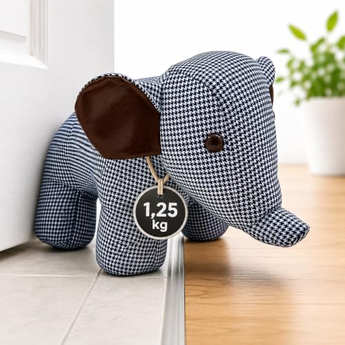 TOPANBIETER 999 Fermaporta decorativo a forma di elefante blu/bianco, fermaporta e finestra, fermaporta (elefante blu/bianco)