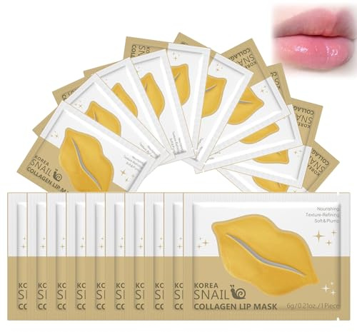 Golden Collagen Lip Mask 20 Pcs, Overnight Lip Sleeping Mask, Dark Lips Treatment for Lip Lightening & Brightening, Anti Wrinkle, Hydrating Lip Care, Individually Wrapped