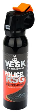 Pfefferspray VESK Police Cone 200 ml Breitstrahl KO Spray mit Fingergriff extrem Stark zur Selbstverteidigung Tierabwehrspray