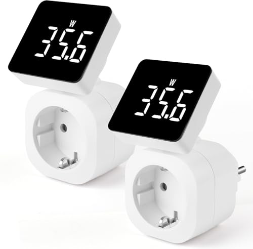 Stromzähler für Steckdose 180° Rotbar, 6 Modi Stromzähler Strommessgerät, Groß LCD Strommessgerät Steckdose Energiekostenmessgerät mit Weiß Hinterleuchteten Ziffern, Wattmeter Kwh Zähler Energiezähler