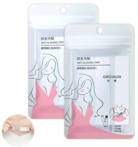BEPSYOM 144 Pièces Fashion Tape Double Face, Ruban Adhésif Vêtements et Peau, Body Tape Transparent, Bande Adhésive Poitrine, Accessoire Mode pour Robes, Chemisiers et Tenues de Soirée 85x18mm