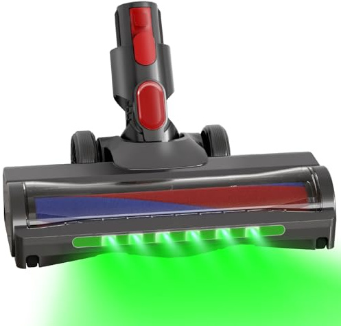 KENVOR Spazzola compatibile con Dyson V7 V8 V10 V11 V15, 6 LED Verde | Spazzola con Rullo Morbido di Ricambio per Pavimenti