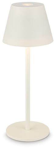 BRILONER - LED Tischlampe kabellos IP44 mit Touch, dimmbar, Akku tauschbar, Nachttischlampe, Leselampe, LED Lampe, Campinglampe, Tischleuchte, Akkulampe, Outdoor Lampe, 6x16 cm, Altweiß