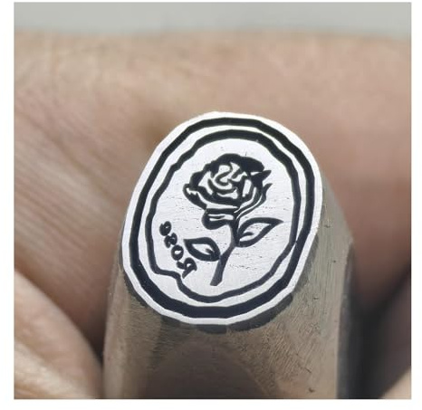 CYHTYM Schlagzahlen 10 mm 13,5 mm Metall-Stempelwerkzeug mit Rosenmuster, DIY handgeschnitzte Stanzform aus Kohlenstoffstahl(13.5mm)