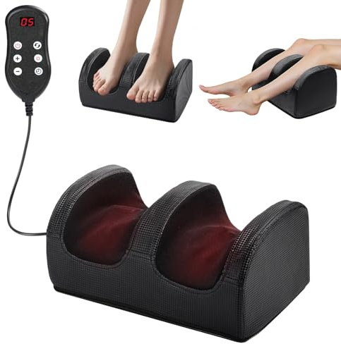 Elektrisches Fußmassagegerät mit Wärme für Erleichterung bei Beinen & Füßen | Shiatsu Fussmassagegerät mit Verdrahteter Fernbedienung, 3 Timer & Intensität,Wadenmassagegerät, Geschenke für Frauen Männer
