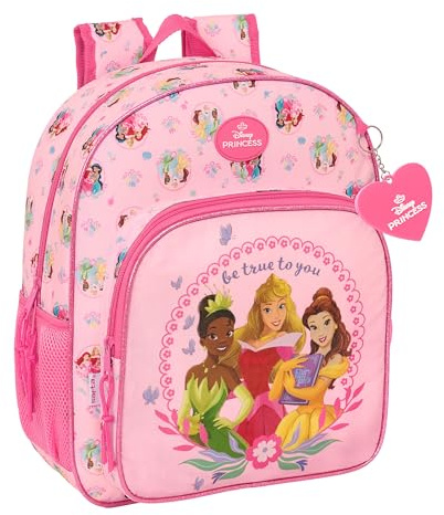 Principesse Disney – Zaino scolastico per bambini, adattabile a carrello, ideale per bambini in età scolastica, comodo e versatile, qualità e resistenza 32 x 12 x 38 cm