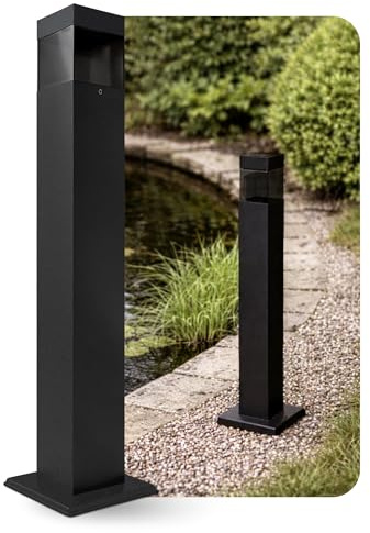 SSC-LUXon RABELA Standleuchte Schwarz IP44 - Pollerleuchte Außen quadratisch mit G9 Fassung ohne Leuchtmittel - Wegeleuchte für Einfahrt, Garten & Terasse