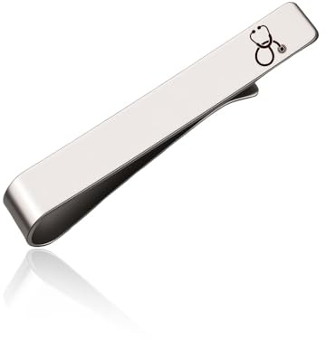 Metal Tie Clips for Men Birthday Gifts for Dad Grandpa Husband Engraved Tie Clip for Men, Doctor, S