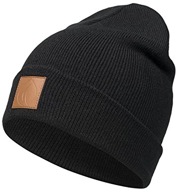 Occulto Leatherpatch Winter Mütze Beanie Black