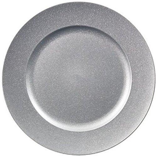 Silver 33cm Glitter Charger Plates Christmas Decoration Table Settings Set 6
