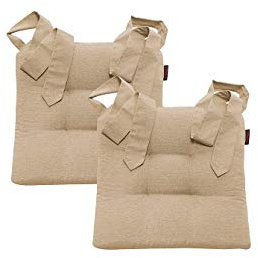 Magma Heimtextil Stuhlkissen Sitzkissen Schleifenband Auflage Polster Stuhl Stuhlauflage Rattanstühle extra dick Esszimmerstühle 2er Set Indoor Outdoor