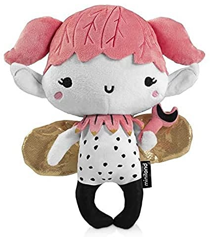 Miniland Dreambuddy Fairy- bambolotto di peluche con cinturino in velcro per essere appeso e magica taschina da riempire di sogni e desideri