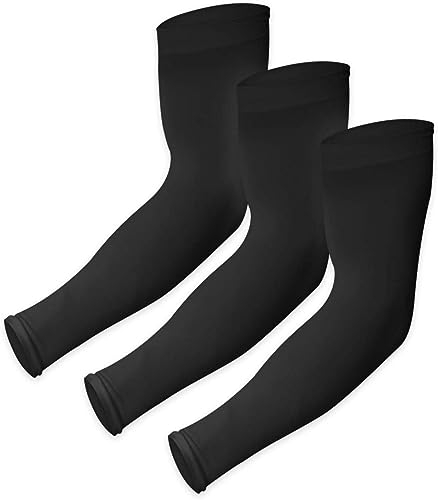 Ksnnrsng Ärmlinge Arm Ärmel Rutschfest Armwärmer Sleeves UV Sonnenschutz Armstulpen für Damen Herren Radsport Wandern Laufen Golf Basketball Fahren im Freien Sport (3 Paar Schwarz)