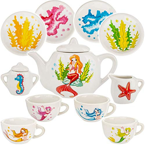 alles-meine.de GmbH 13 TLG. Set Puppengeschirr/Teeservice & Kaffeeservice - Meerjungfrau - Nixe & Fische - Geschirr Porzellan/Keramik - Porzellangeschirr - Kinderküche - Pi..