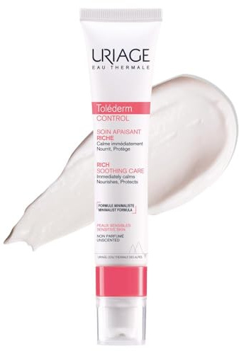 Uriage Toléderm Rich Face lugnande kräm för intolerant, känslig och torr hud, 40 ml - Lugnar och näring - Minimalistisk formel för hög tolerans - inga konserveringsmedel och doftfri