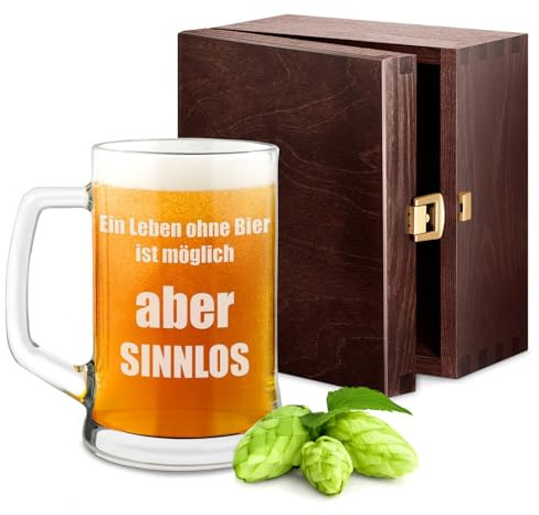 Maverton Bierkrug mit Gravur - personalisiert - 500 ml - Geburtstagsgeschenk für Herren - Geschenkidee für Bierfreunde - Weihnachtsgeschenke - Vorliebe