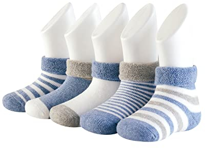 Adorel Baby Boys' Warm Socks Thick Winter Cotton Pack of 5 Deep Blue 1-3 Years (Manufacturer Size: L)
