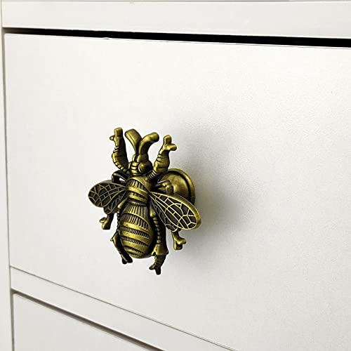 FUBESK Golden Gold Bee Metal Knob,Bee Shape Wardrobe Knob Brass Furniture Handles Door Knobs and Handles Cabinet for Cabinet Wardrobe