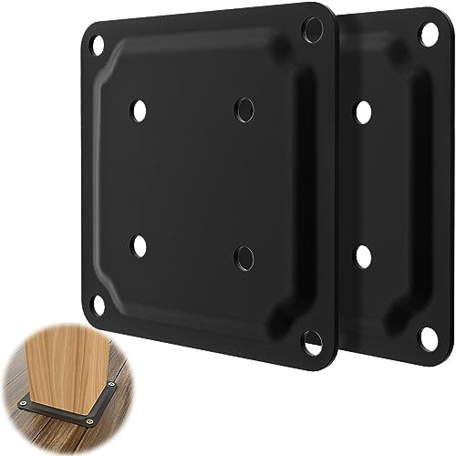 ForoGore 4 x 4 Wood Deck Post Plate Connector, Powder-Coated Post Bracket, Deck Railing Bracket Connector for Deck, Porch Railings, Stair Handrails (2 Pack)