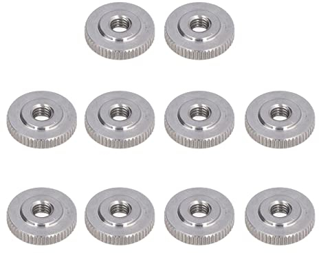 10 Stück Rändelmuttern aus Edelstahl mit Flachem Kopf und Durchgangsloch, Handfest Anziehende Mutter (M6)