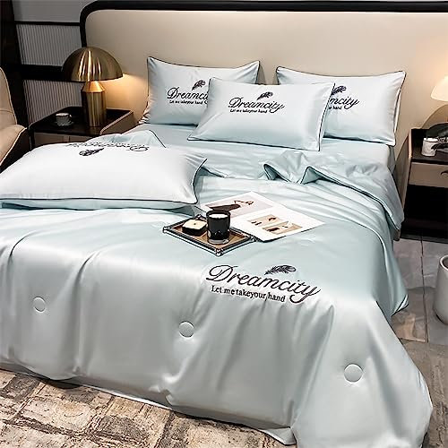 UIHECTA Colcha De Seda De Hielo Simple De Verano, Ropa De Cama Lavable Fresca Y CóModa, Edredones Frescos De Verano, Edredones De Aire Acondicionado para Dormir, FáCil De Limpiar,005,150 * 200cm