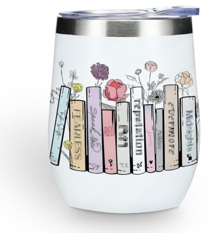Inspired Tumbler Book Decor Book Lovers Gifts Bookish Coffee Mug Singer Album Lyrics Music Lover Gift for Women Men Brother Birthday Christmas 12 oz Stainless Steel Coffee Thermos with Lid for Home
