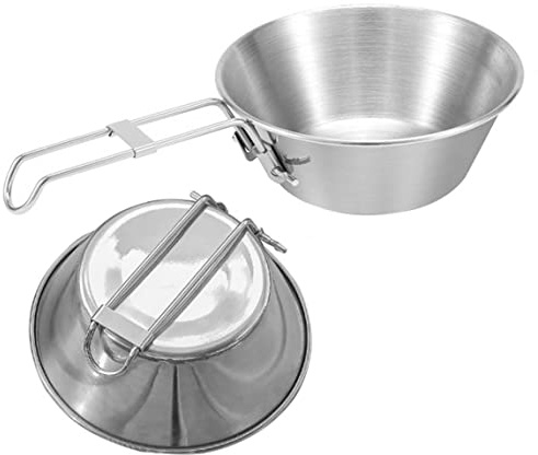 2PCS Travel Sierra Cup Camping Tableware Equipment Bowl Set Folding Camping Bowl Backpacking 304 Stainless Steel Carry Fold Sturdy Measuring 500ml