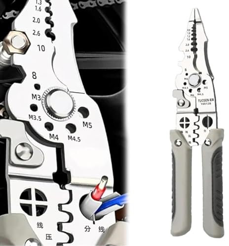 2024 New Multifunctional Wire Stripper Crimper Cable Cutter Pliers, Professional Heavy Duty Wire Stripping Tool, Cable Stripper Wire Stripper and Crimping Tool for Home Works (1pcs)