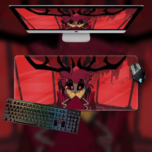 Anjinguang Hazbin Hotel-Mauspad, Alastor/Angel Dust Anime-Mauspad, 800 x 300 mm, großes Gaming-Mauspad, Schreibtisch-Tastaturmatte für Computer, Laptop, Büro, Studenten, wasserabweisendes Mauspad