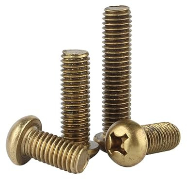 MOOPW Cuivre Croix Tête ronde Boulons Laiton Tête de dôme Vis | Boulons de machines Mobilier Fixations M6 x 50mm 5 Pcs