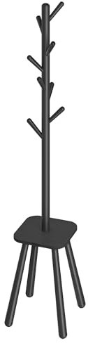 VASAGLE Garderobenständer, Kleiderständer, mit 8 Haken und Ablagefläche, 170,5 cm hoch für Mäntel, Hüte, Taschen, Eingangsbereich, Flur, Schlafzimmer, tintenschwarz RCR033B01