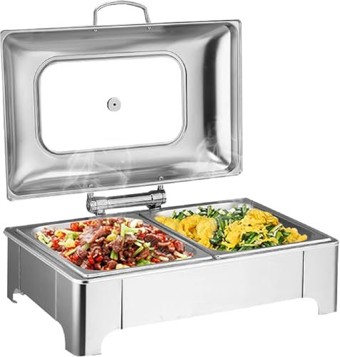 9L Chafing Dish Catering Food Warmer for Buffet Electric Buffet Servers and Warmers with 3 Kind of Warming Tray, Ideal for Catering Parties Wedding,GN1/2