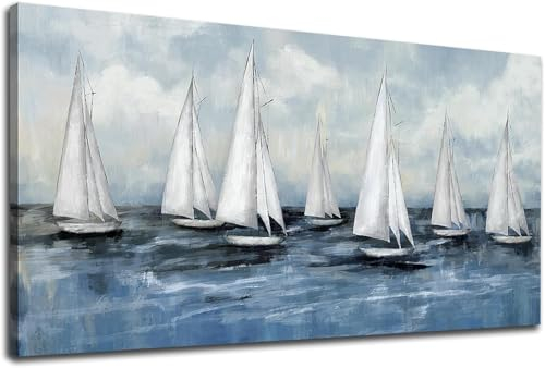 Malen Nach Zahlen Erwachsene Boot Malen Nach Zahlen Ozean Paint by Numbers Anfänger Kinder, DIY Handgemalt Ölgemälde Leinwand Kits Pinseln Acrylfarben Bastelset, Home Deko, Frauen Geschenk 100x200cm
