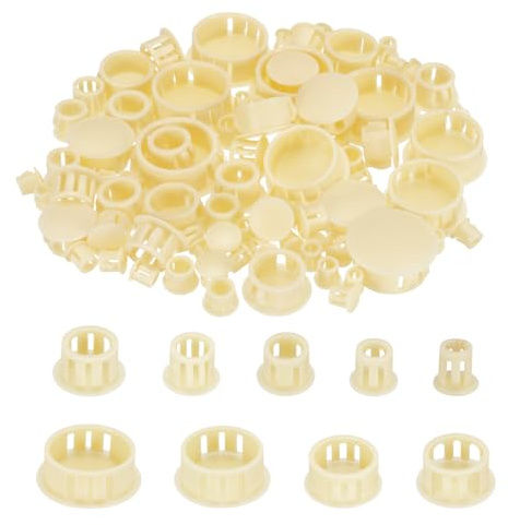 Sourcing Map 190pcs Nylon Plastic Hole Plugs, 9 Sizes (1/5-1), Beige