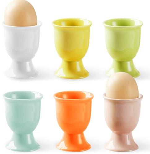 Tasse à Oeufs, Coquetier Ceramique, Lot De 6 Coquetiers, Coquetiers Pour Œufs à La Coque, Coquetiers En Porcelaine Colorés, Support à Œufs Coloré, Coquetiers Pour Petit Déjeuner, Ronds Avec Base