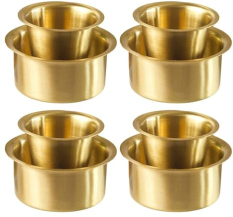 Brass Dabara Set | Tea, Coffee Dabara Set | South Indian Coffee Glass Tumbler Set | Serving Drinkware | Brass Dabara Tumbler Set, 120 ML Capacity (Large, 4)