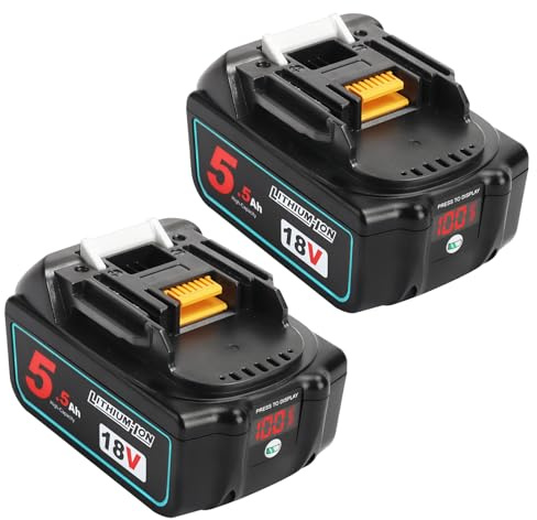 Powarobor 2X 18V 5,5Ah Batería Compatible con Makita LXT BL1850B | para BL1830/BL1840/BL1850/BL1860，5500mAh Li-ion,con indicador LED,
